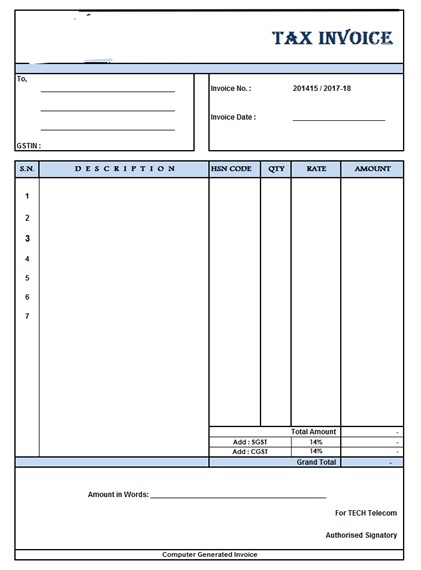 tax invoice format