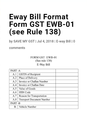 e way bill format