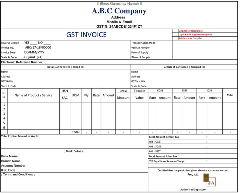 CaptainBiz: Good Services Tax (GST) Invoice Requirements