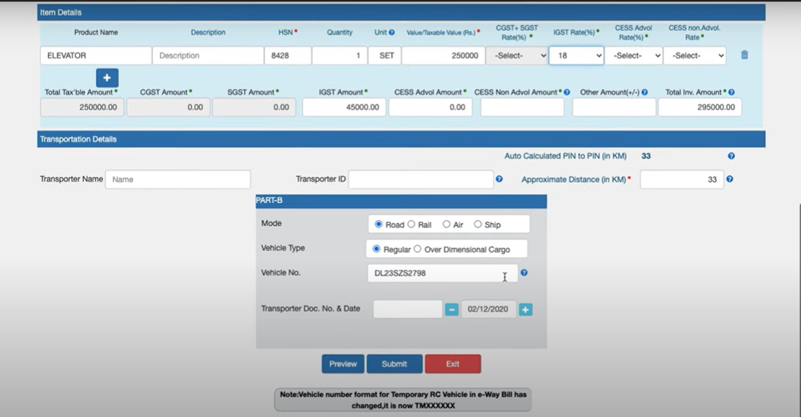 captainbiz form  of print e waybill