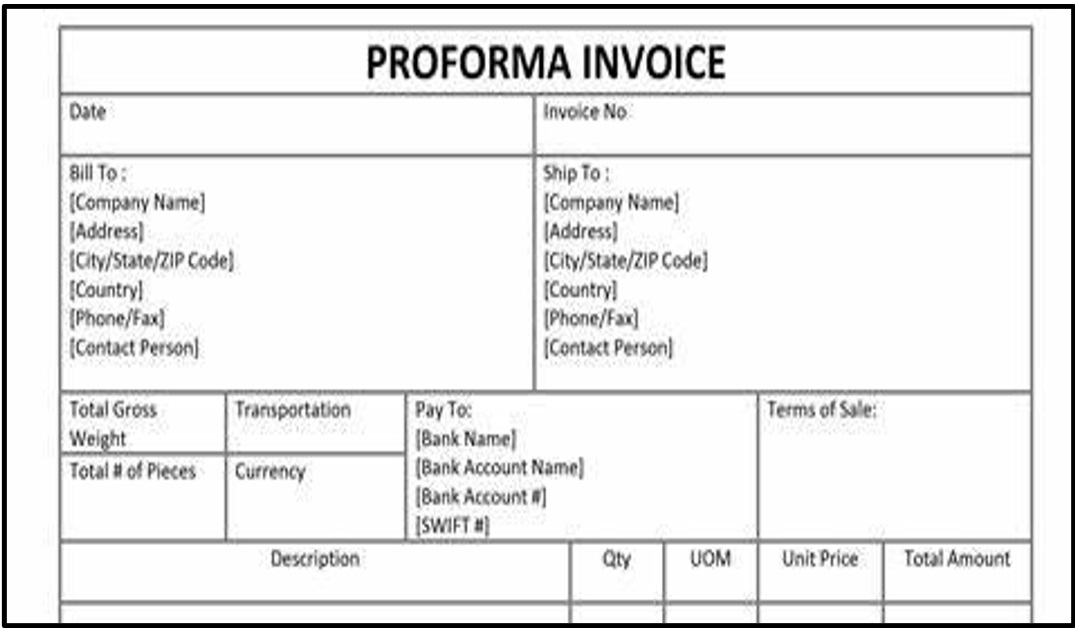 CaptainBiz: proforma invoice