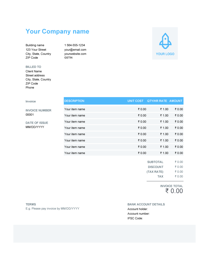 invoice format in excel