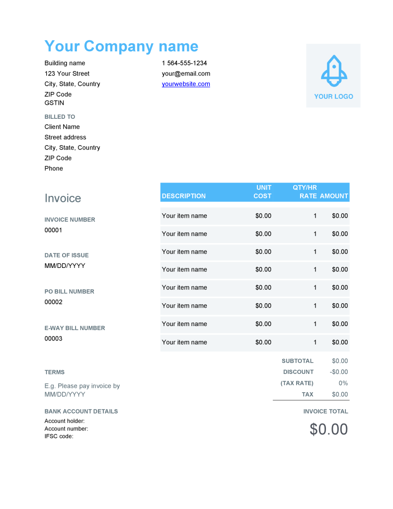 GST Bill Format in Word