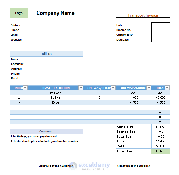 captainbiz transport bill format