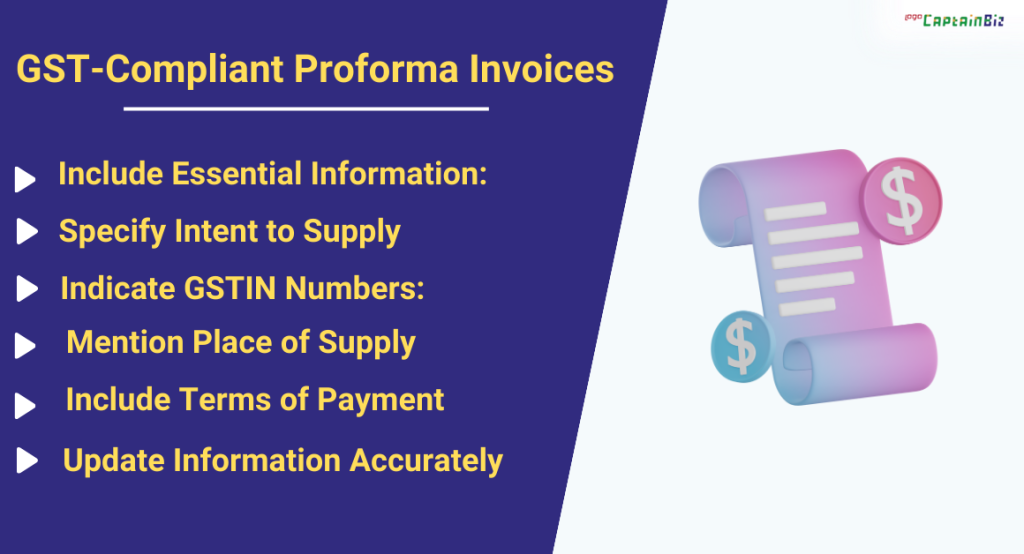 captainbiz best practices for creating gst compliant proforma invoices