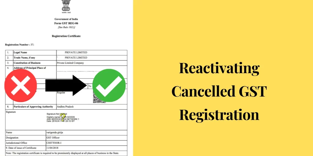 captainbiz reactivate cancelled gst registration
