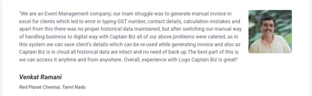 CaptainBiz: Customer Review-2