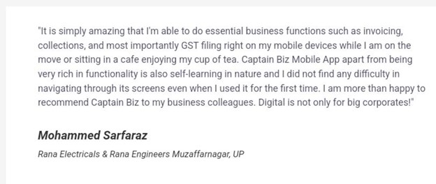 CaptainBiz: Customer Review-5