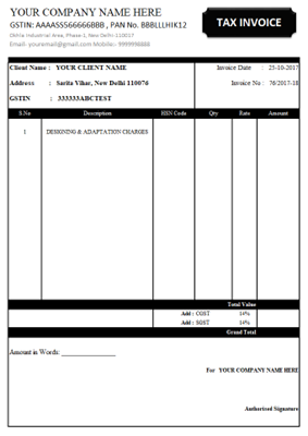 GST Bill Format in Word