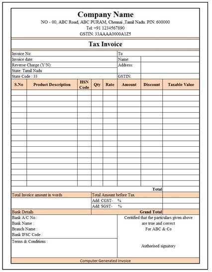 GST Tax Invoice Format