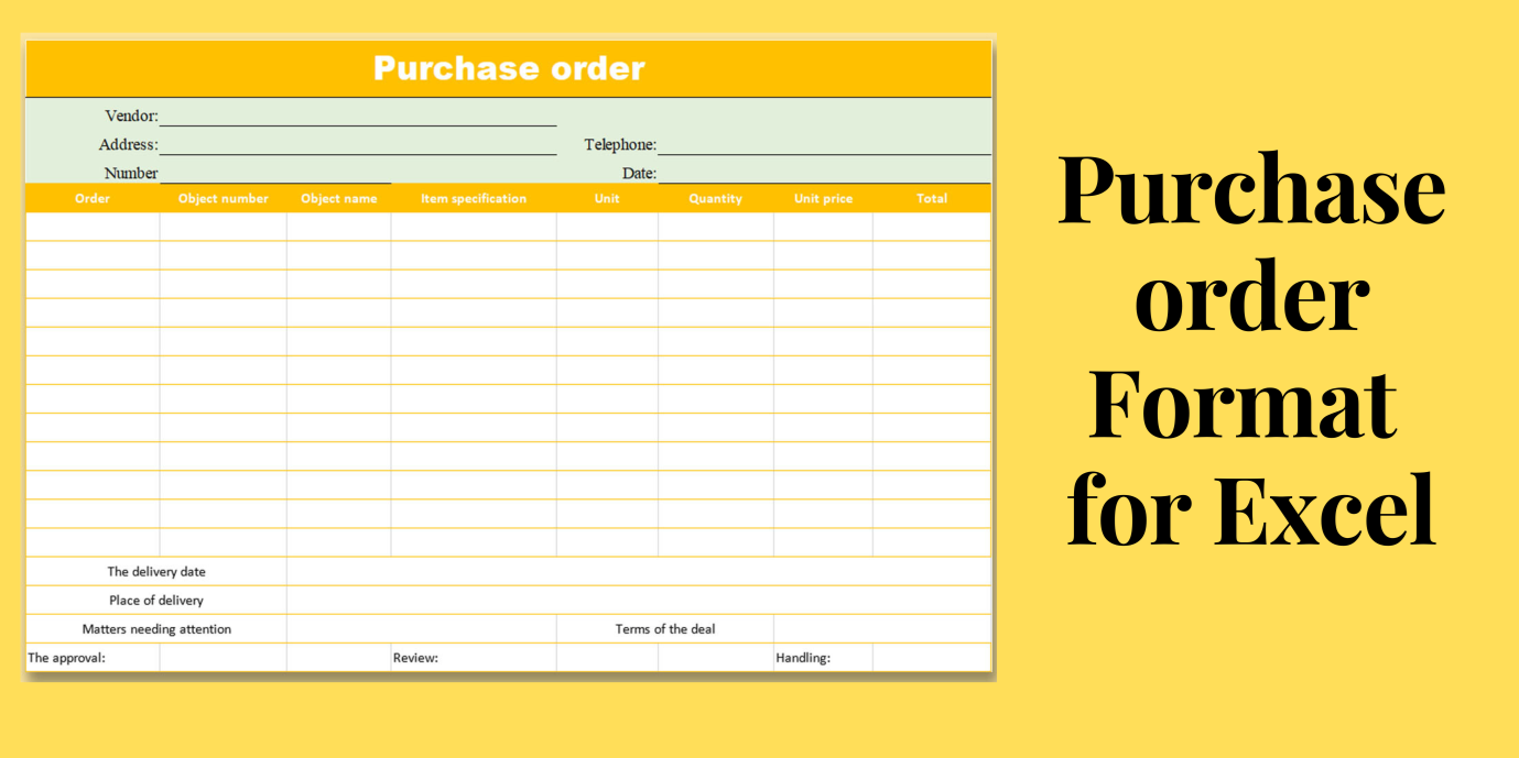 purchase order format for excel