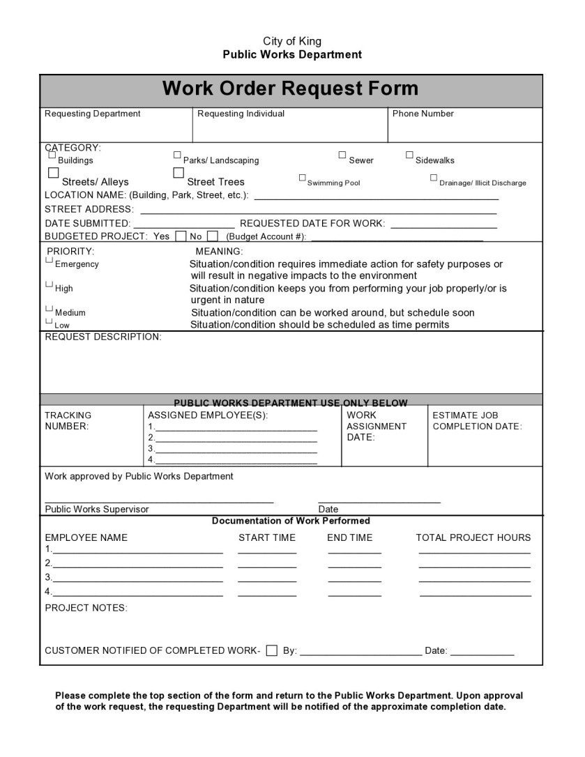 Work Order Request Form